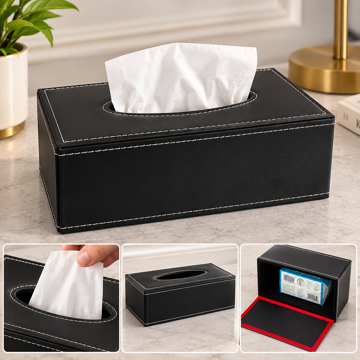 PU Leather Rectangular Tissue Box