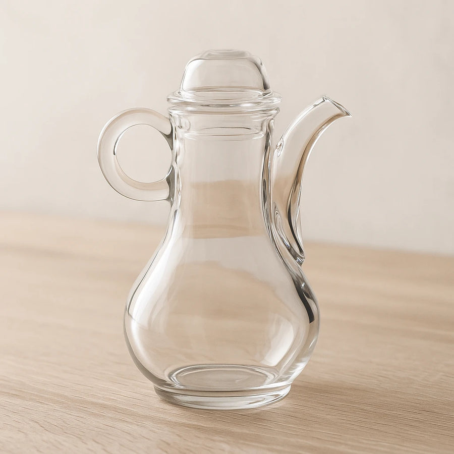 Clear Acrylic Oil and Vinegar Dispenser with Precision Pour Spout for Kitchen and Dining Table