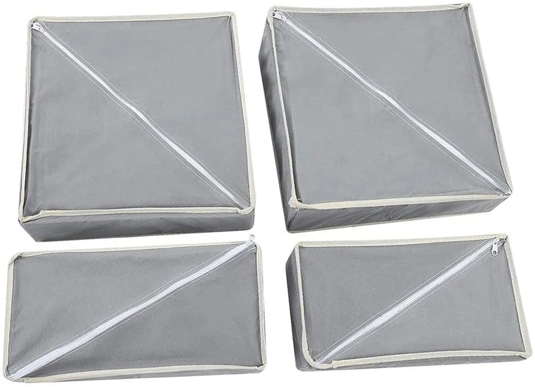 4-Piece Foldable Drawer Organizer Storage Box Set for Clothes Underwear Socks Bras