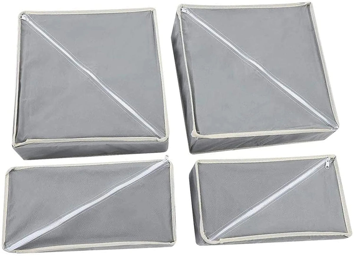 4-Piece Foldable Drawer Organizer Storage Box Set for Clothes Underwear Socks Bras