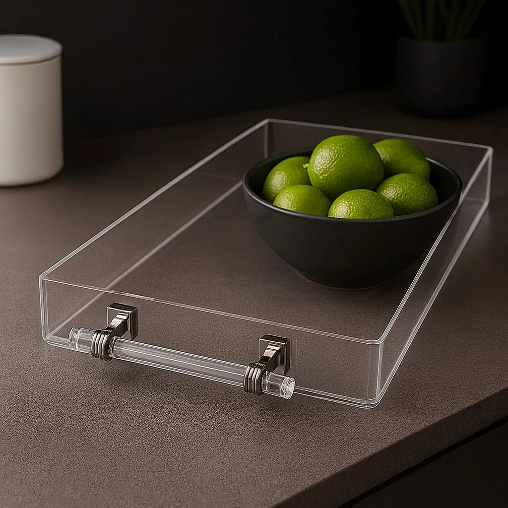 Set of 2 Transparent Acrylic Serving & Display Trays