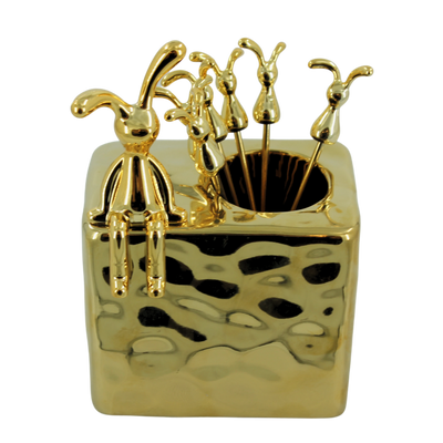 Golden Bunny Fork Set