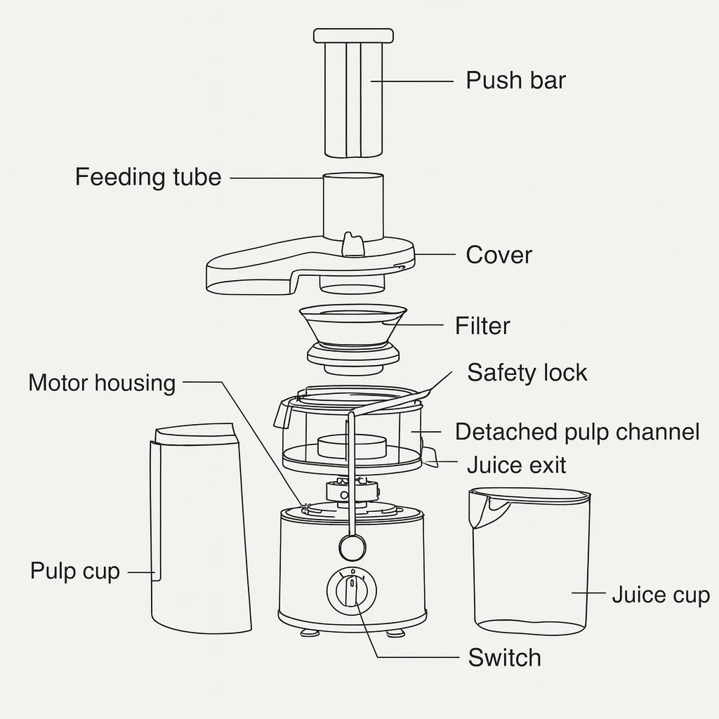 MINMAX Stainless Steel Juicer Extractor 500W, 2-Speed