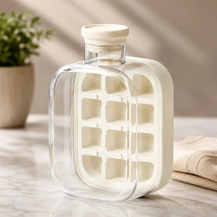 Portable Ice Cube Bottle Water Bottle Ice Tray Fruit Ice Mold Leak Proof Travel Drink Cup Reusable Freezer Bottle