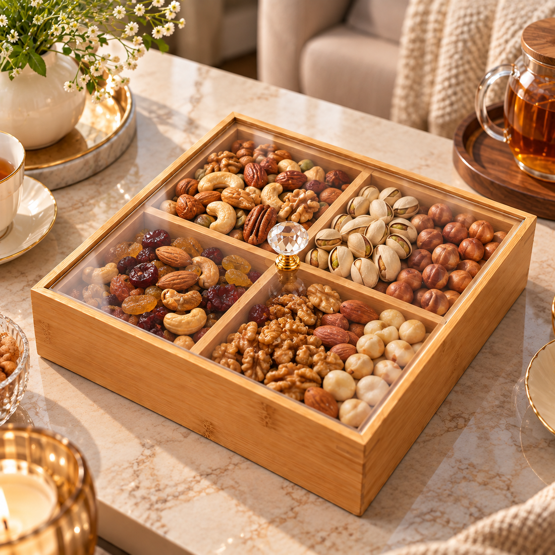 Big Bamboo 4 Compartment Candy Storage Box