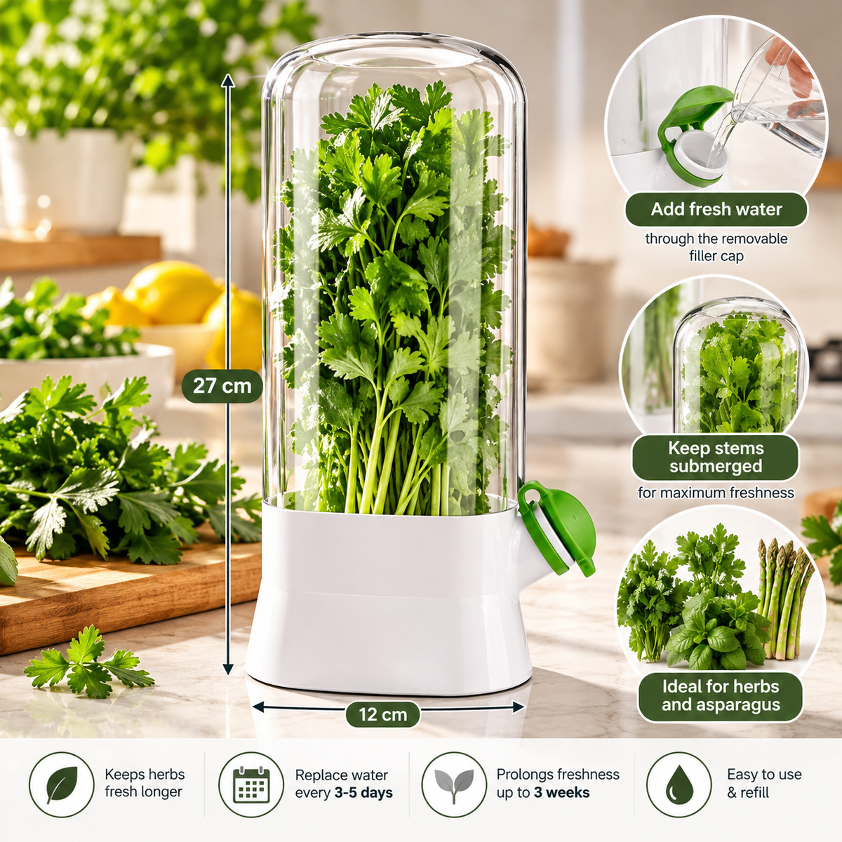 Fresh Herb Saver Refrigerator Storage Container