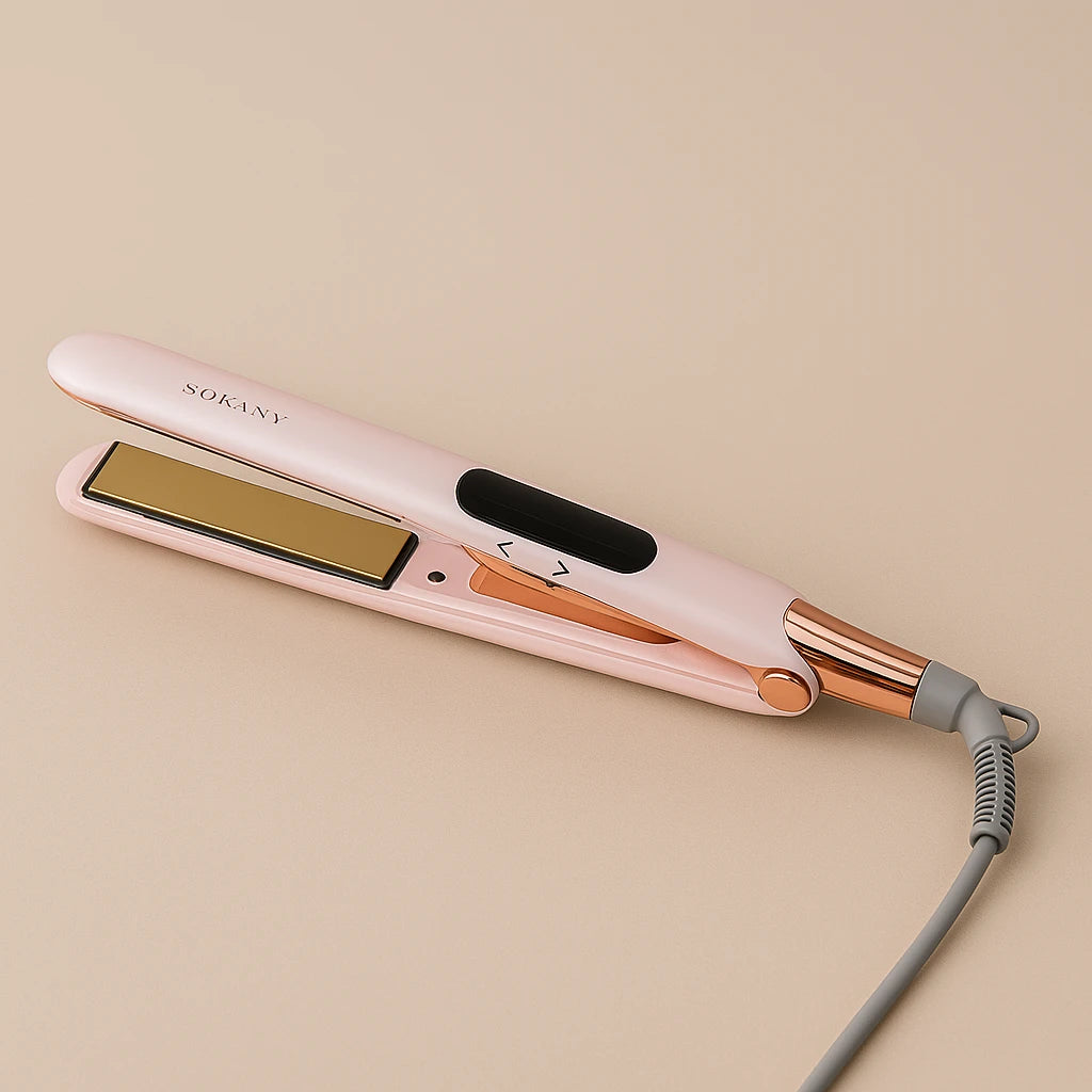 Sokany HS-976 50W Ceramic Hair Straightener with LCD Display PTC Fast Heating and 360° Rotating Cord