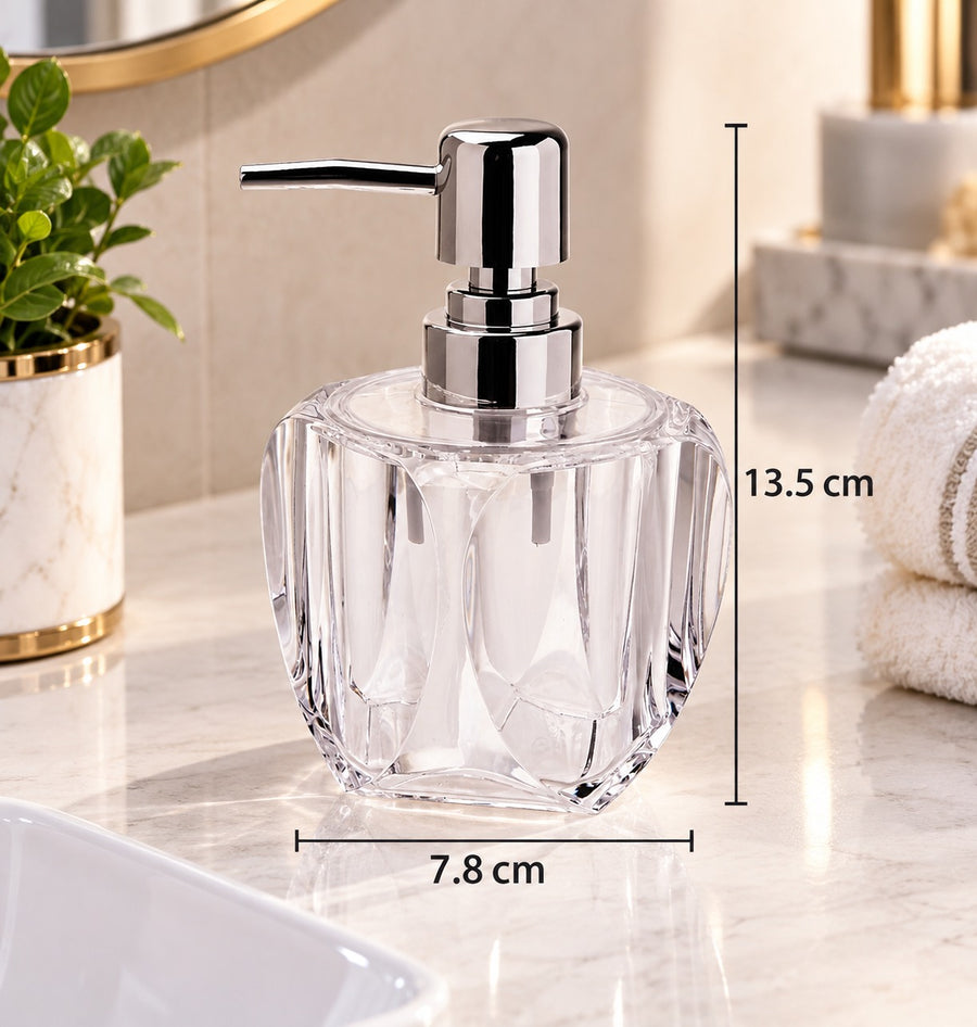Clear Acrylic Liquid Soap Dispenser with Chrome Pump 220 ml