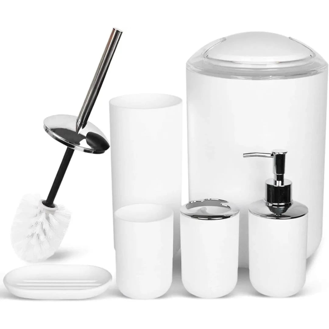 6 Piece Bathroom Accessories Set with Waste Bin & Dispenser