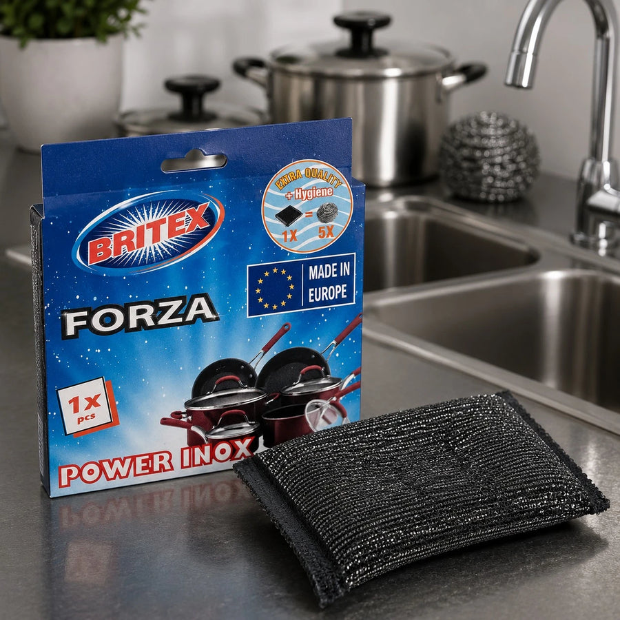Britex Power Inox Scouring Pad Stainless Steel Mesh Scrubber Kitchen Cleaning Pad 13cm 9cm