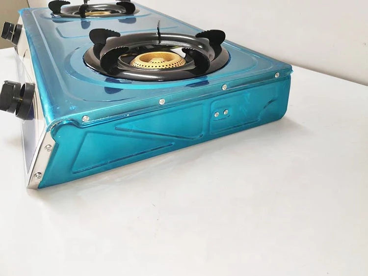 Outdoor Gas Cooker Easy Safe Portable 2 Eyes Burner Stainless Steel Cooking Stove