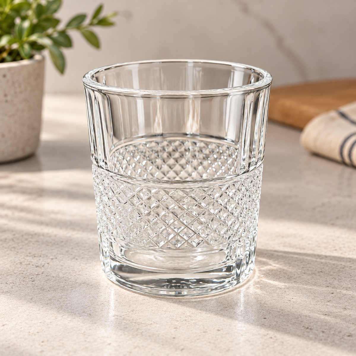 Crystal Clear Textured Glass Cups Set of 6