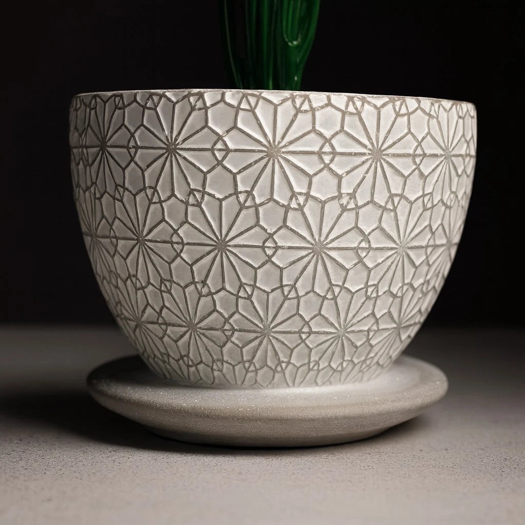 Artificial Yellow Blossom in Textured Cup Pot – 25 cm