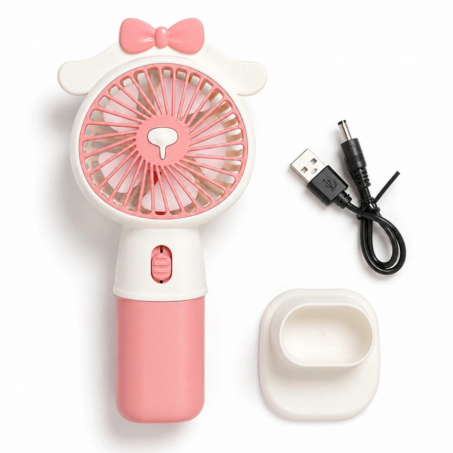 Handheld Mini Fan Portable Rechargeable USB Cooling Fan Cute Cartoon Desk Fan Travel Fan