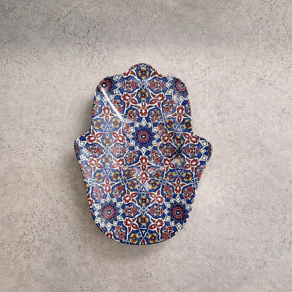 Turkish Serving Plate Metal Hamsa Hand Shape Mandala Ottoman Mosaic Design Dessert Snack Decorative Plate Assorted - Image 5