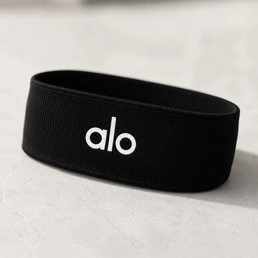 Alo Style Ribbed Sports Headband Stretch Polyester Workout Sweatband for Men & Women