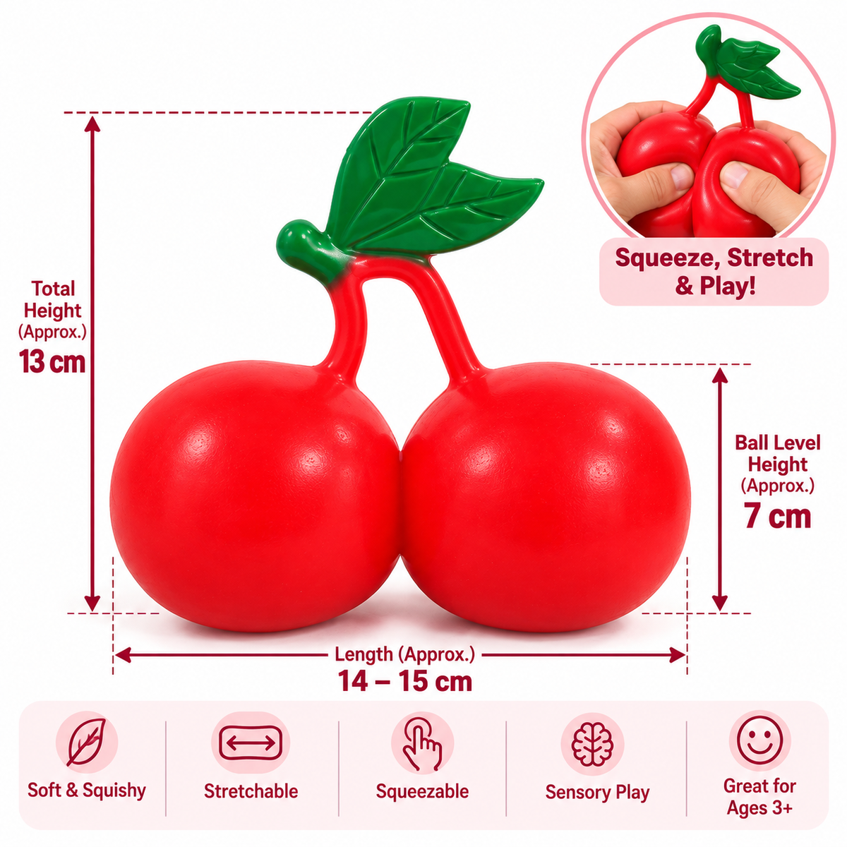 Large Cherry Shaped Elastic Squishy Toy