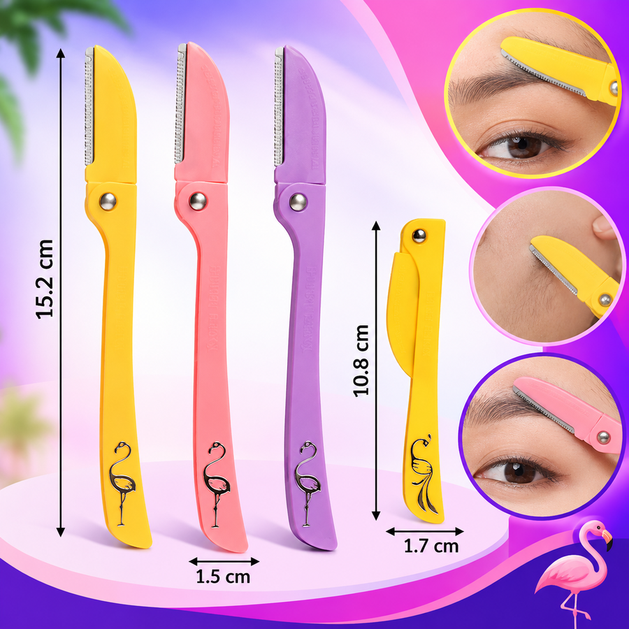 3 Piece Folding Eyebrow Razor Set