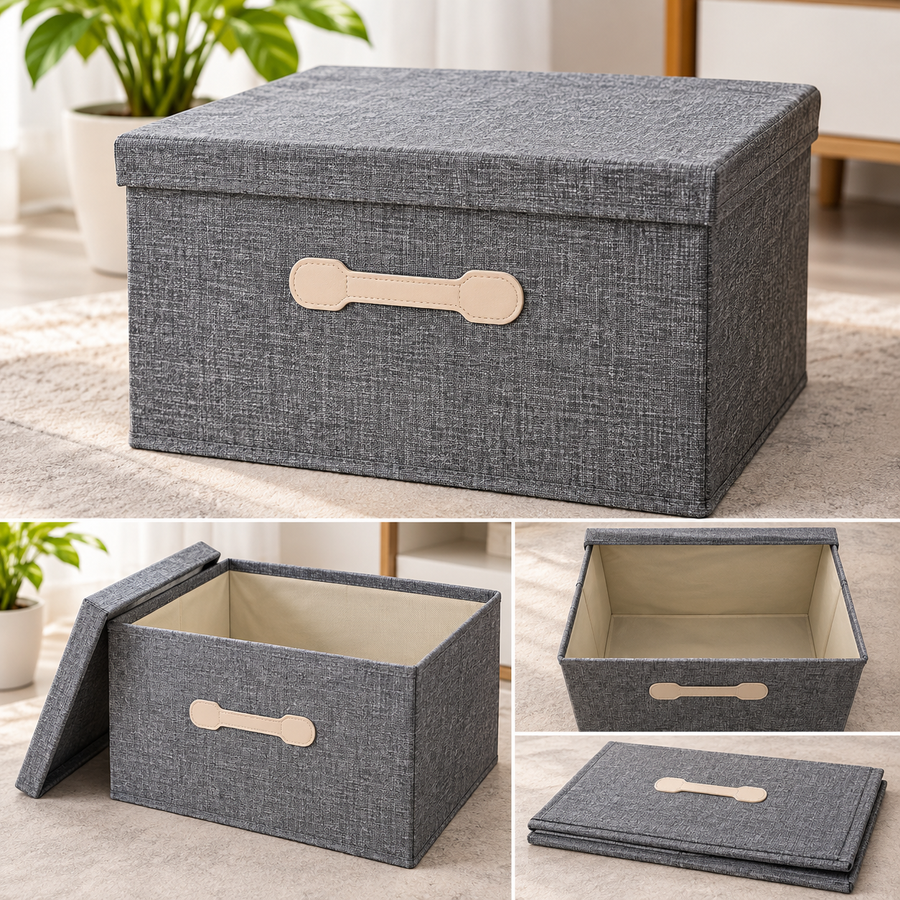 Medium Foldable Fabric Storage Box with Lid