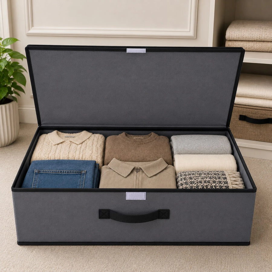 Fabric Storage Box Foldable Clothes Organizer Rectangular Storage Bin Blanket Toy Sock Organizer Closet Shelf Organizer With Lid