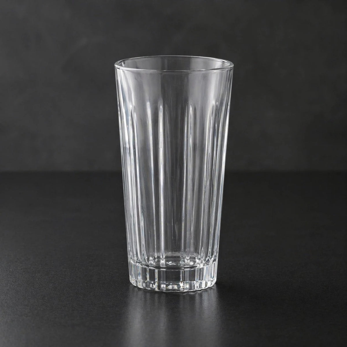 Long Clear Glass Tumblers 315 ml Pack of 6 Drinking Glass Set Ribbed Design Everyday Kitchen Glassware 13.5 cm