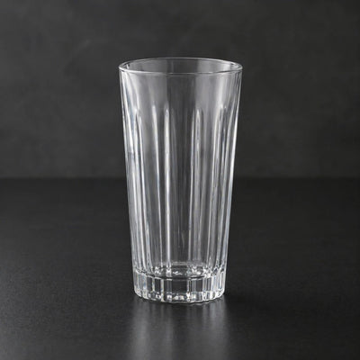 Long Clear Glass Tumblers 315 ml Pack of 6 Drinking Glass Set Ribbed Design Everyday Kitchen Glassware 13.5 cm