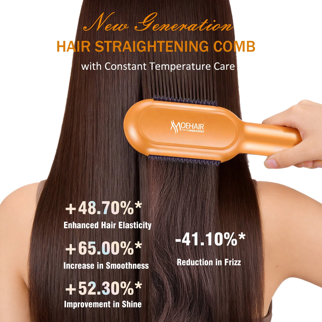 Straightening Hair Brush with LCD Display Ionic Heated Hair Straightener Comb