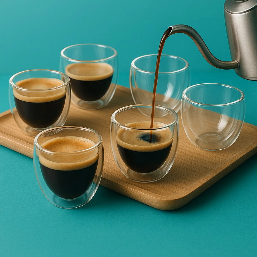 Double Walled Coffee Glass Espresso Cups set of 6