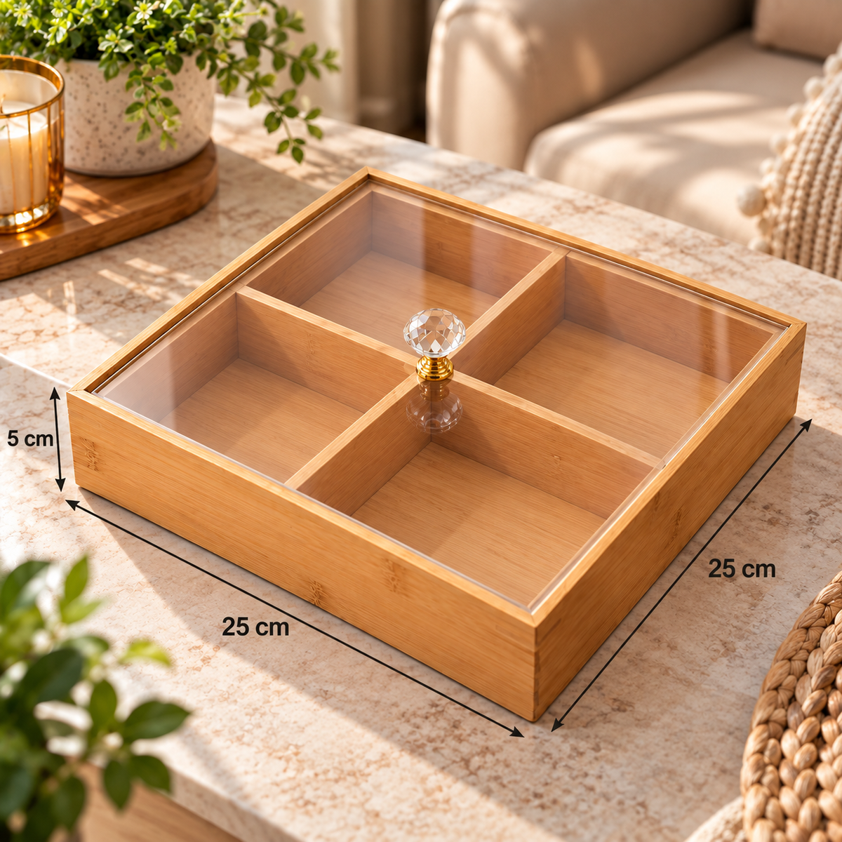 Big Bamboo 4 Compartment Candy Storage Box