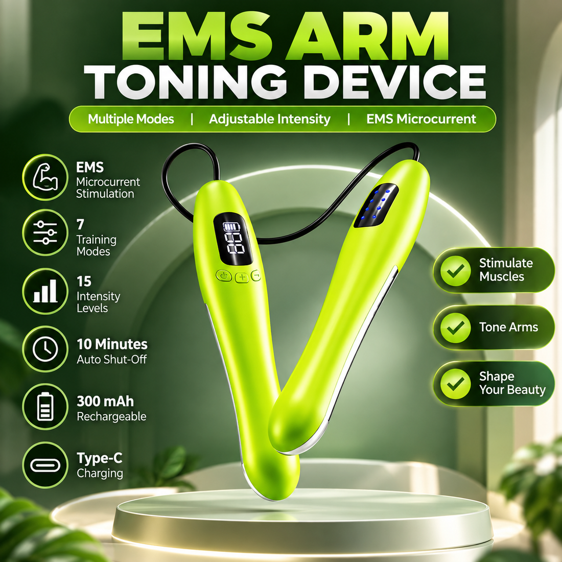 EMS Arm Toning Device with 7 Modes and 15 Intensity Levels