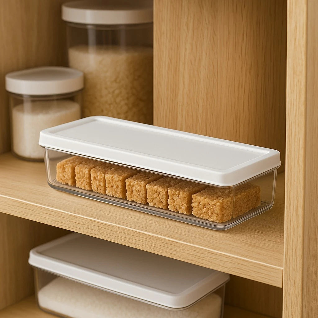 Slim Rectangular Plastic Food Storage Container BPA Free Food Storage Box for Kitchen Pantry Fridge and Daily Use