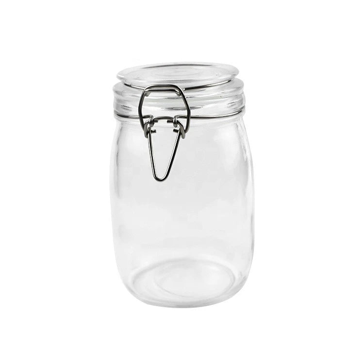 Airtight Glass Pickle & Jam Storage Jar with Metal Clamp Lid – Food Storage, Fermentation & Pantry Container 1 kg