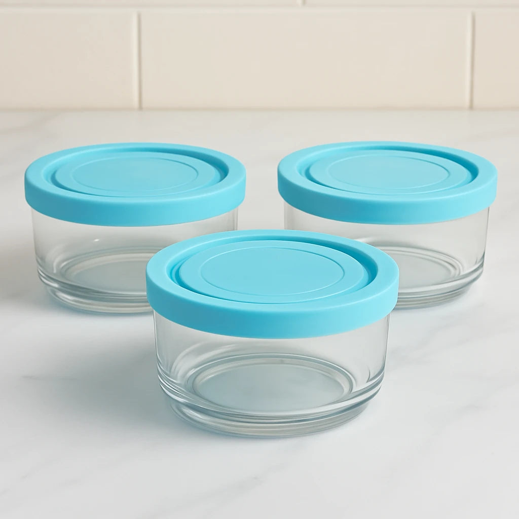 3 Pieces Food Glass Container Set Glass Food Containers with Lids for Kitchen Pantry Refrigerator and Meal Prep