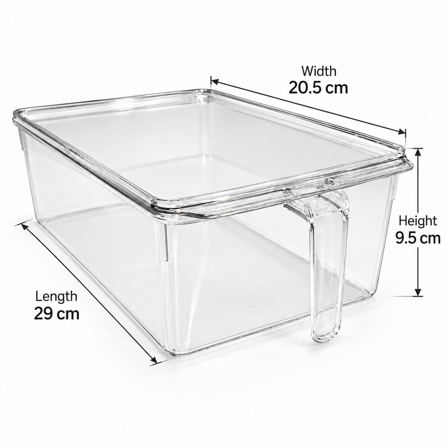 Transparent Refrigerator Storage Box with Lid and Handle