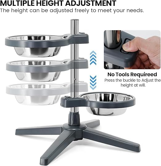 Adjustable Elevated Pet Bowl Stand 44 x 45 cm