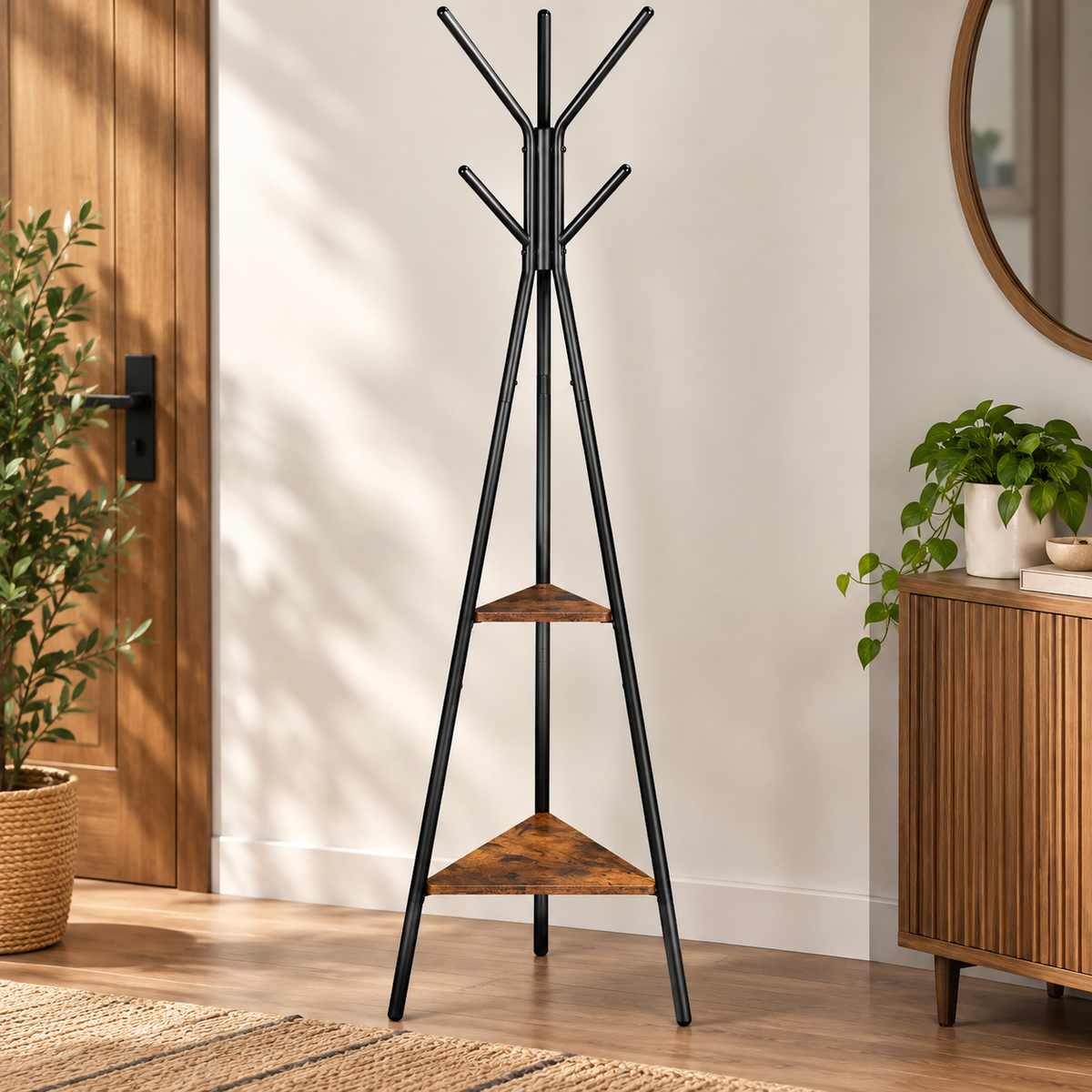 Coat Rack with Storage Shelves