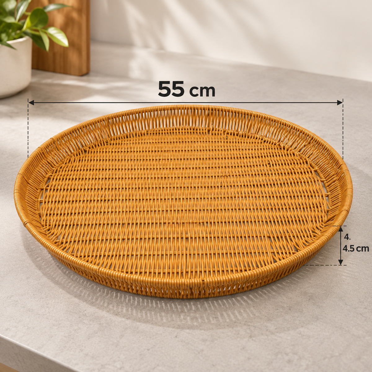 Round Woven Rattan Serving Tray Available in 7 Sizes