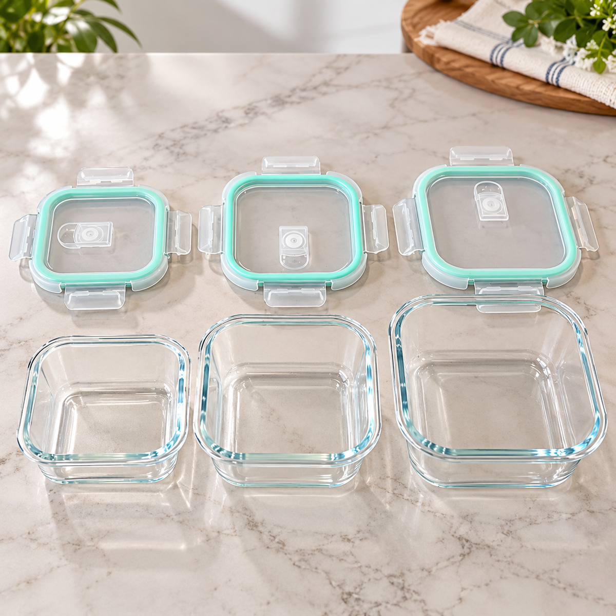 3 Piece Glass Food Container Set