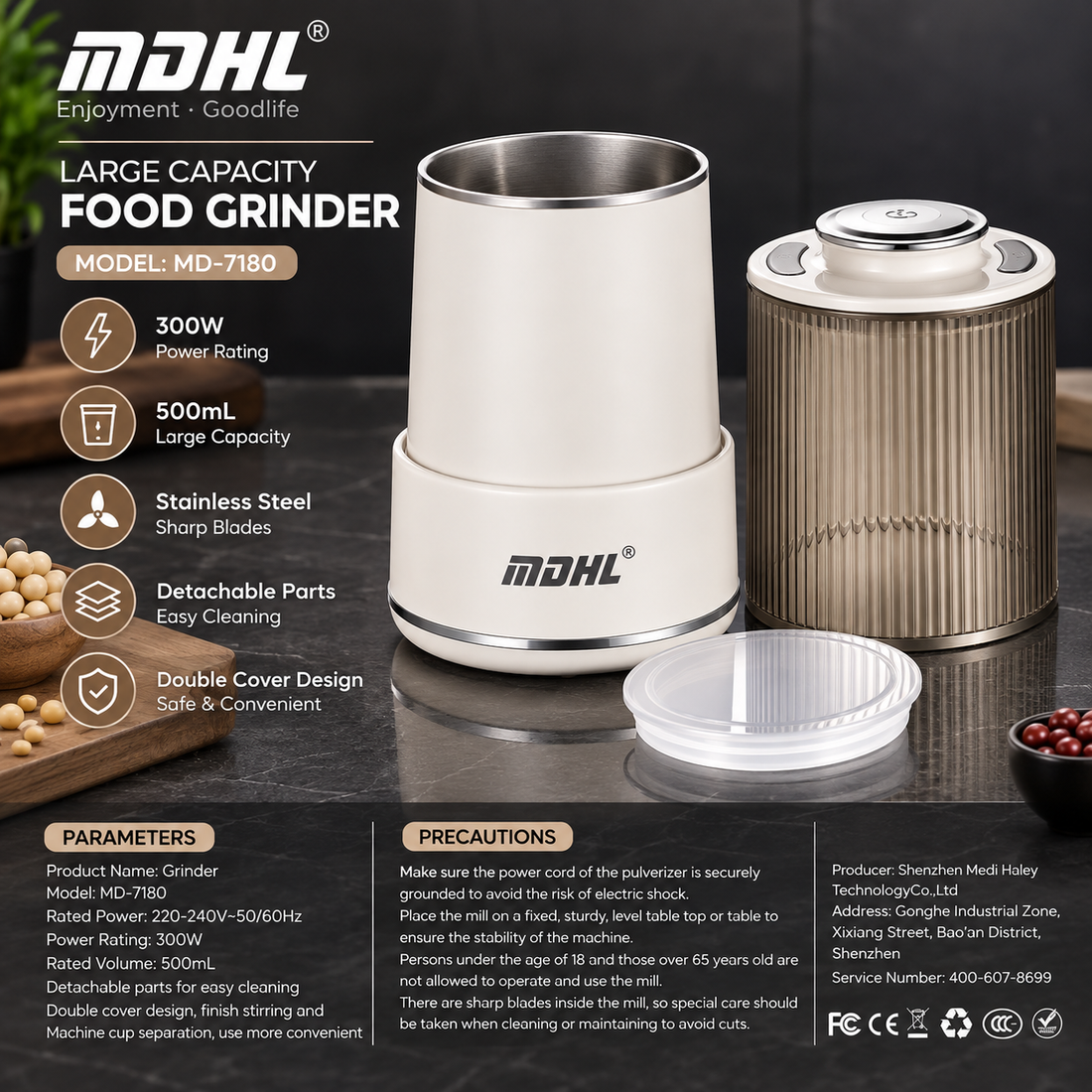 MDHL 500mL Electric Food Grinder 300W