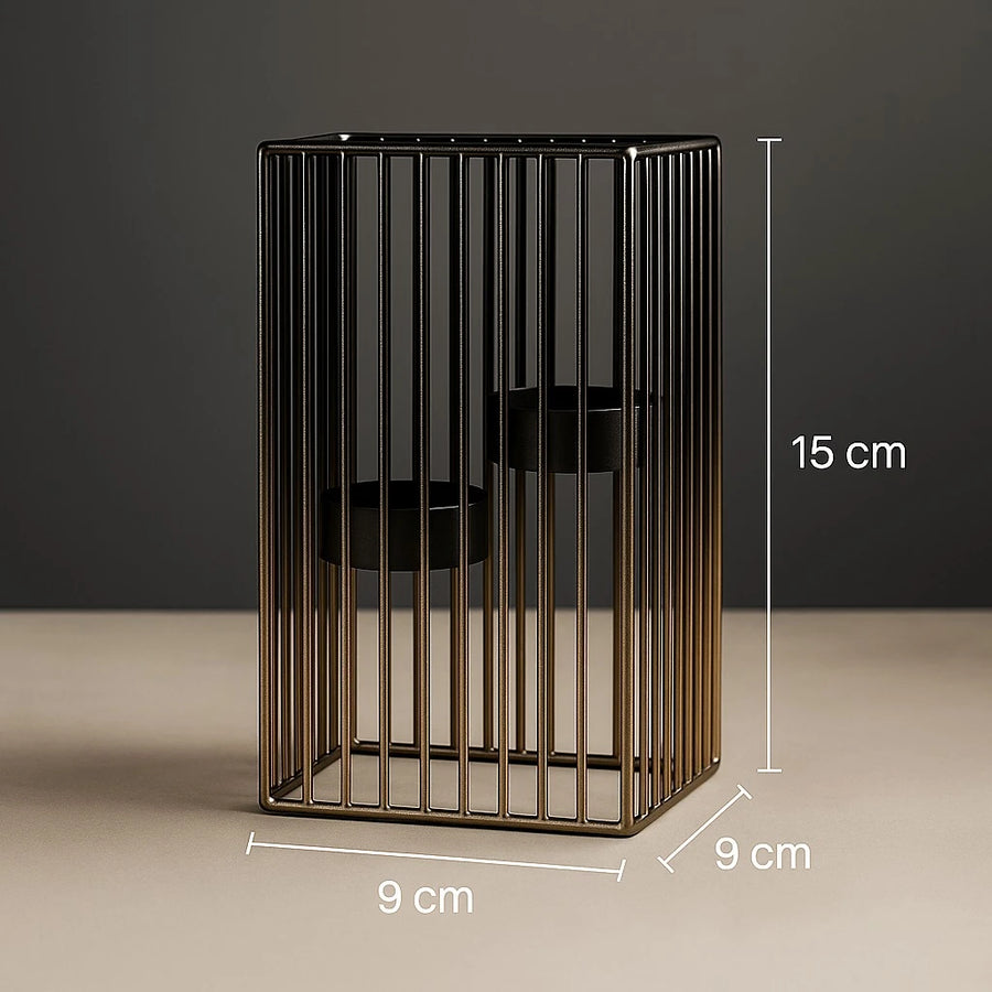 Square Metal Cage Tealight Candle Holders – Set of 2