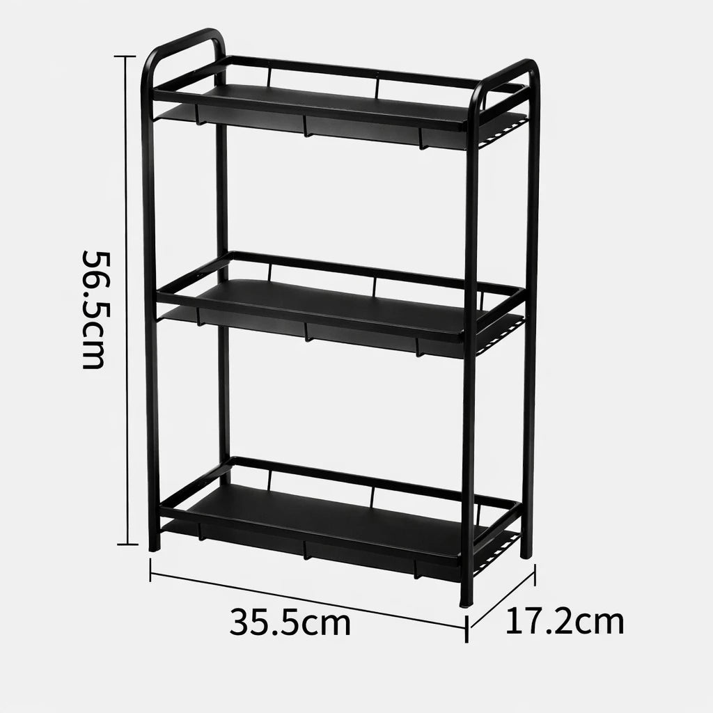3-Tier Metal Kitchen Countertop Organizer Rack – Spice Rack Shelf, Jar & Bottle Storage Stand, Condiment Holder, Pantry & Cabinet Organizer