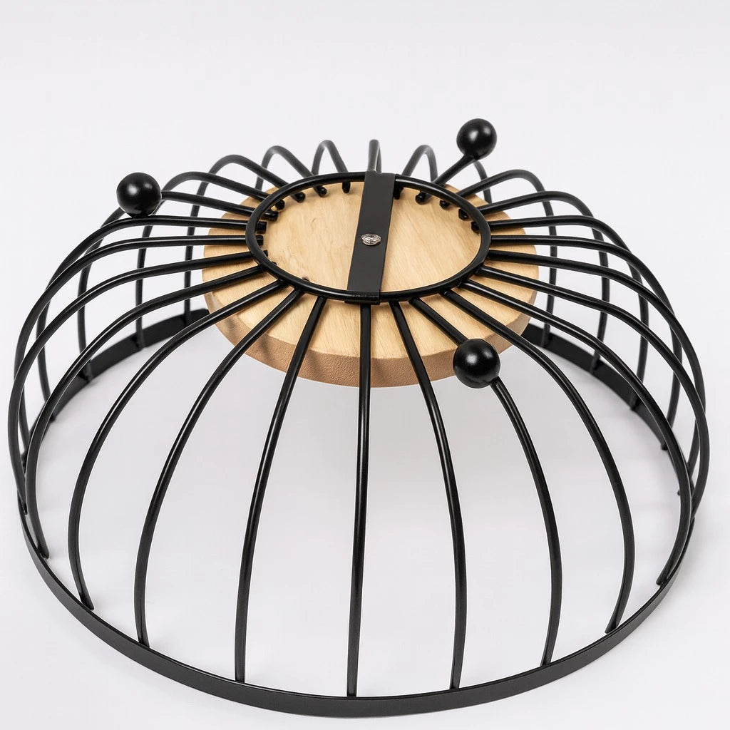 Multi Purpose Modern Wire Basket, Wooden Base