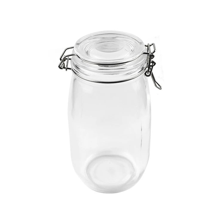 Airtight Glass Pickle & Jam Storage Jar with Metal Clamp Lid – Food Storage, Fermentation & Pantry Container 1.5 kg
