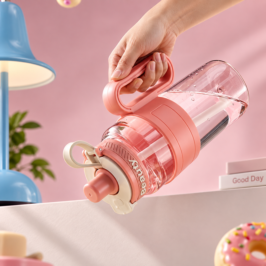 1200ml Water Bottle with Straw and Handle