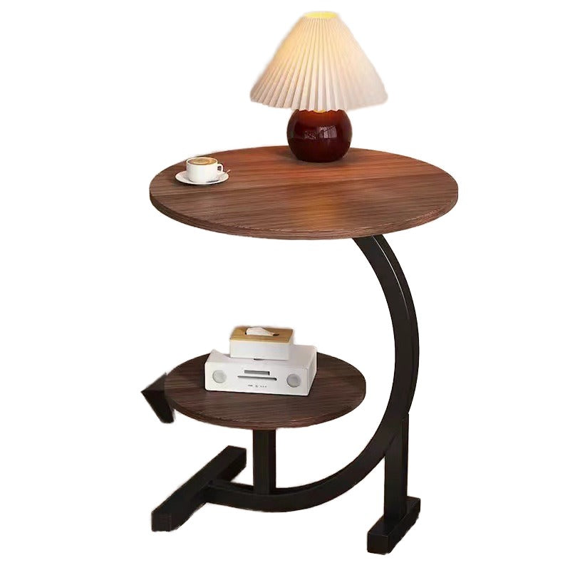 Round 2 Tier C Shaped Side Table Marble Top Sofa Bedside Coffee End Table