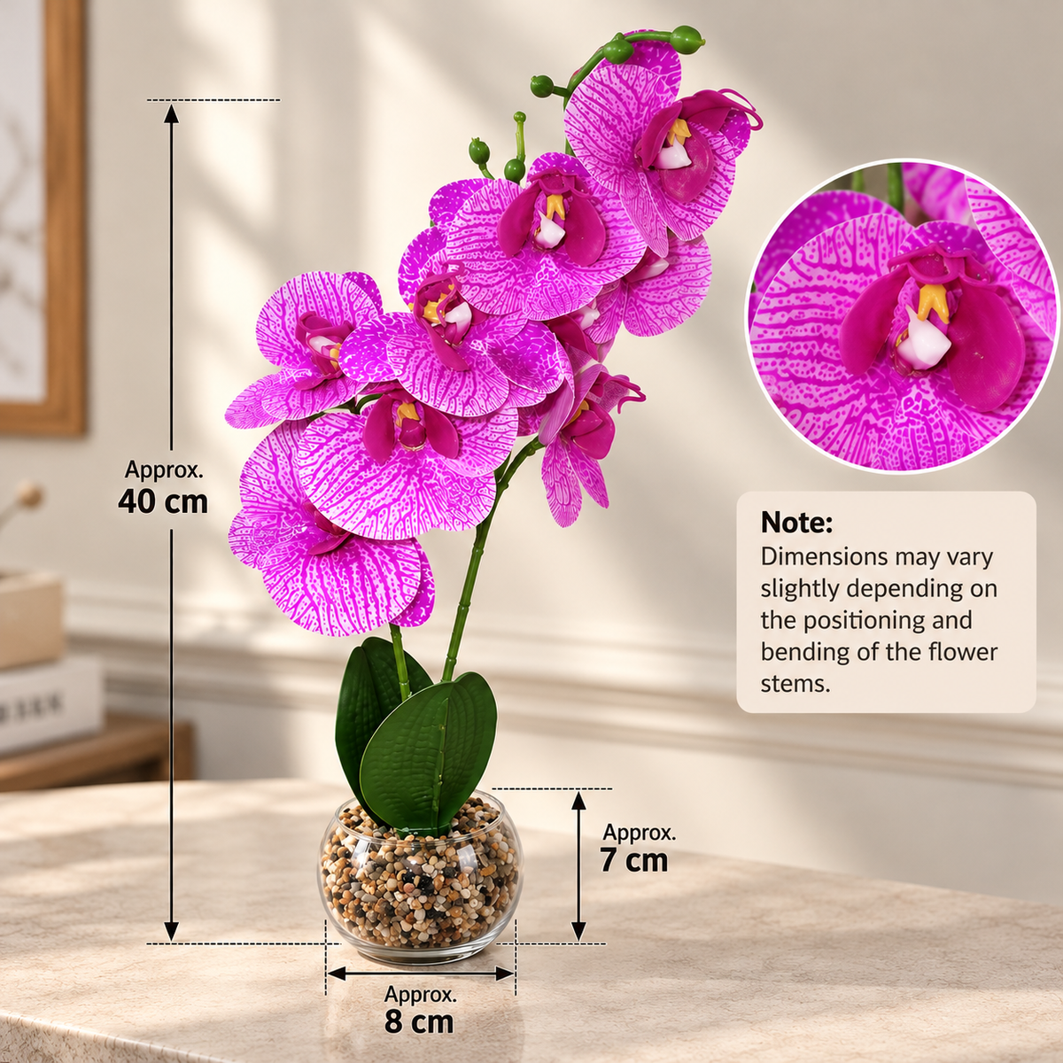 Artificial Pink Orchid in Glass Vase