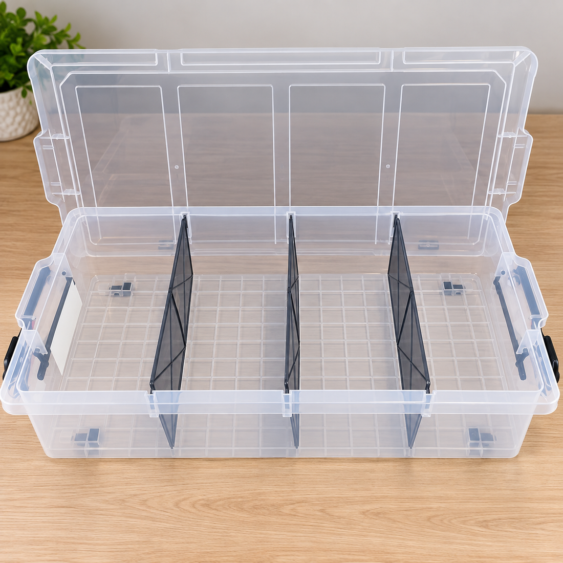 35L Large Storage Box with 3 Removable Dividers and Wheels