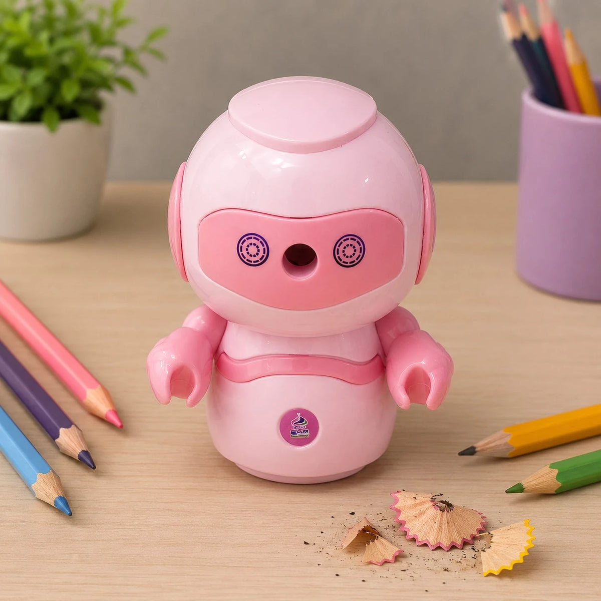 Robot Manual Pencil Sharpener with Crank ABS Pencil Sharpener for Round Hexagonal Triangular Wooden and Colored Pencils