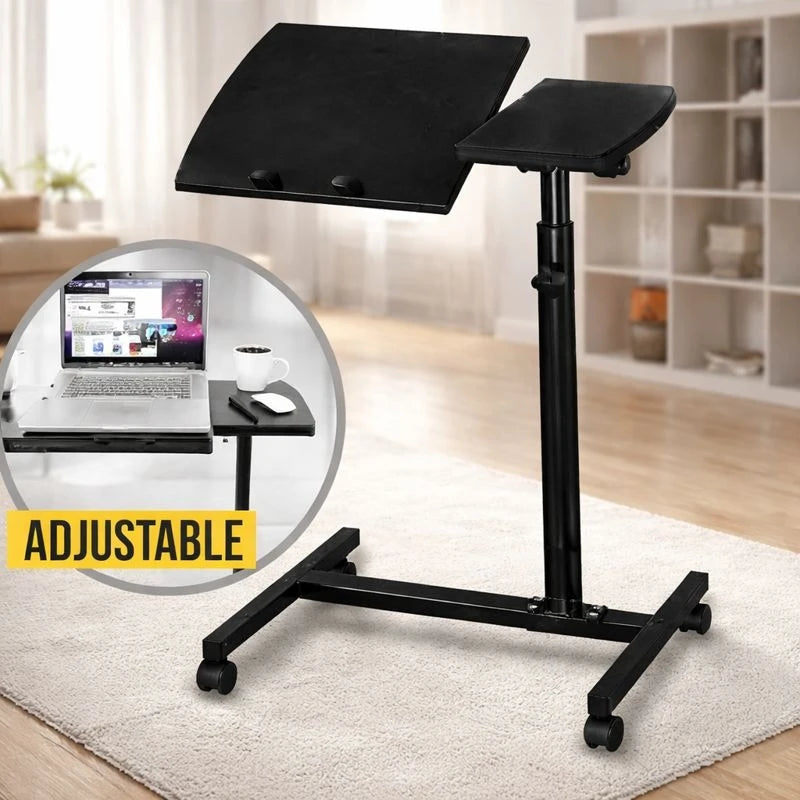 Adjustable Rolling Laptop Stand – Mobile Laptop Desk with Mouse Tray, Height-Adjustable Computer Table for Bed, Sofa & Office