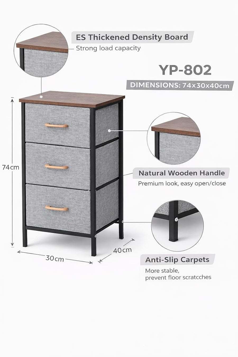 3 Drawer Fabric Storage Organizer